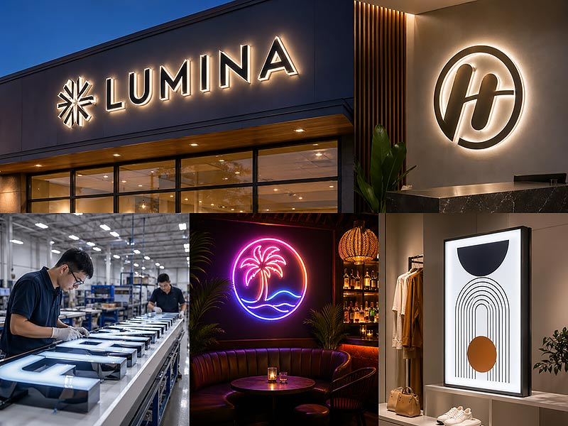 Custom LED sign manufacturer producing channel letters, backlit signs, LED neon signs and light box signs
