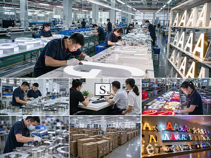 Iduoduo custom LED sign factory with production lines, engineers, designers and quality control staff