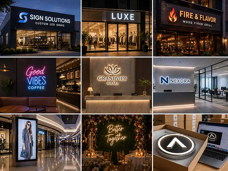 Custom LED signs for sign companies, brands, restaurants, hotels, offices, malls, events and online sellers