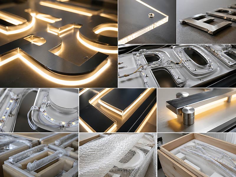 Premium custom LED sign craftsmanship with smooth acrylic edges, even lighting, metal finish and clean wiring