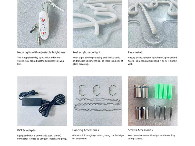 Custom LED neon sign sample prepared with accessories and export packaging