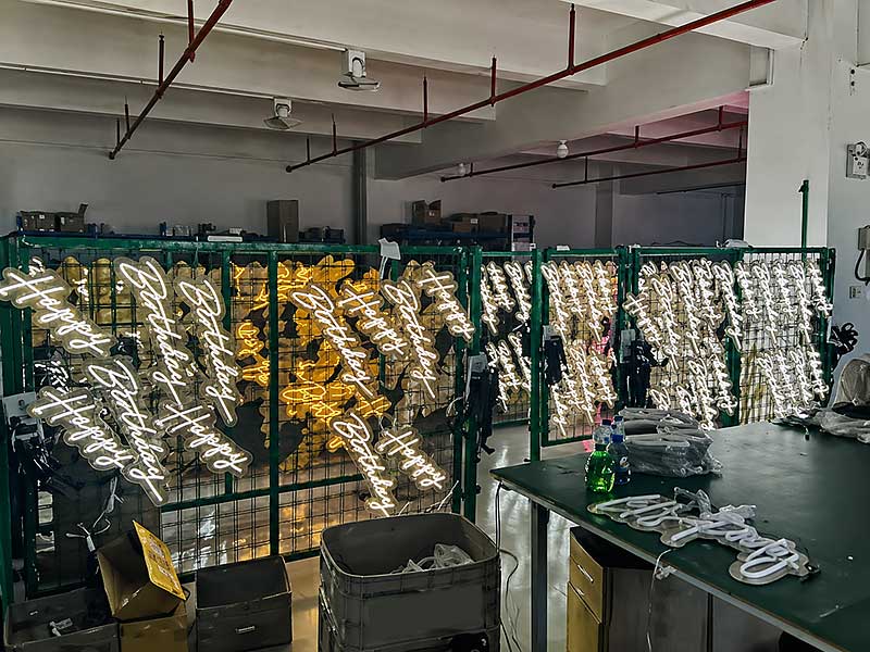 Wholesale custom LED neon signs prepared for testing and export packaging