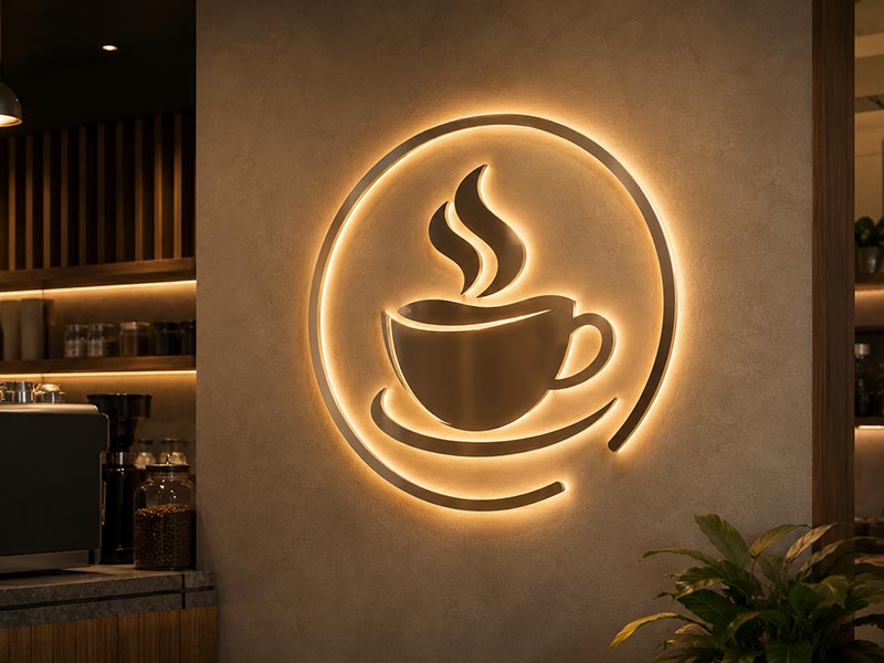 Acrylic LED cafe logo sign