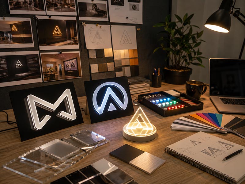 Acrylic LED logo sign project support for advertising agencies