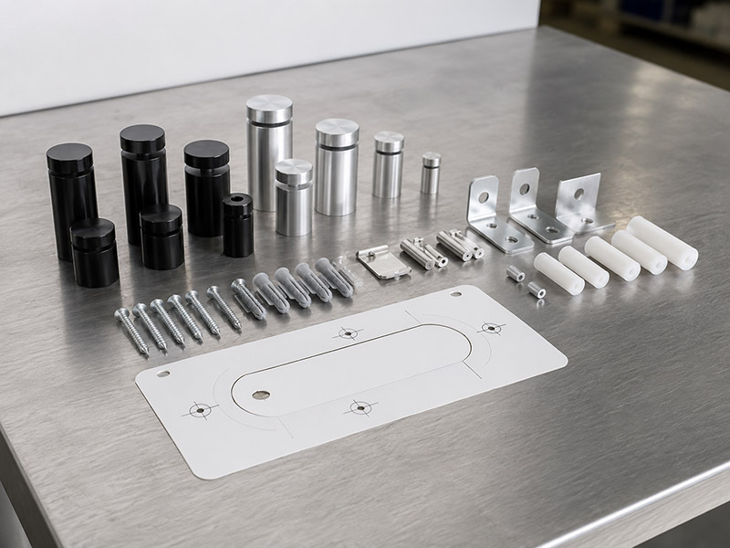 Mounting hardware for acrylic LED logo signs