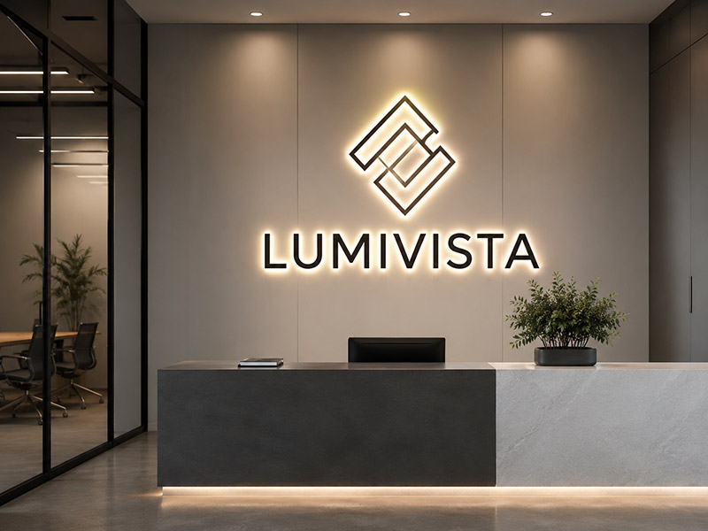Acrylic LED logo signs for offices showrooms and reception walls