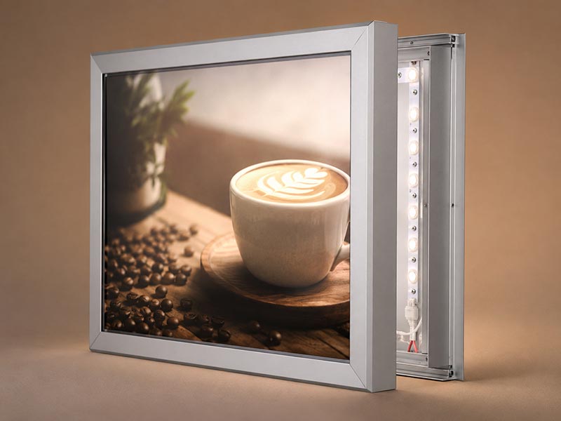 Aluminum light box frame for coffee shop signage