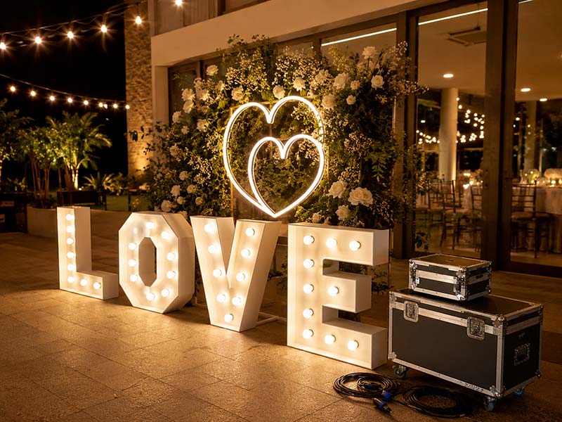 Custom marquee LED signs and LED neon event signs exported for Australian weddings and brand events
