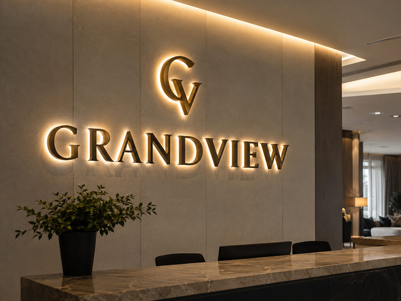 Backlit channel letters for hotels offices and premium interiors