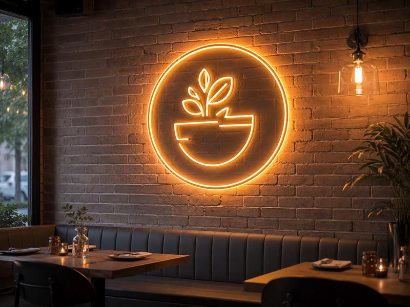 Business LED neon sign for restaurant and café branding