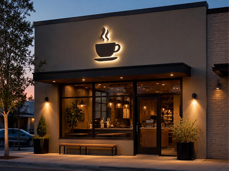 Cafe storefront channel letters