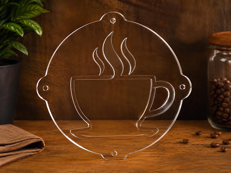 Clear acrylic backing for LED neon cafe sign