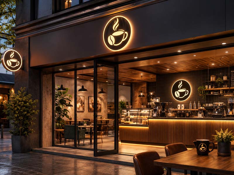 Coffee chain LED sign style