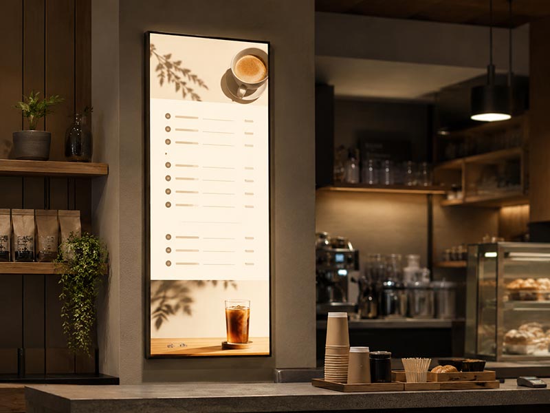 Coffee shop menu area light box sign