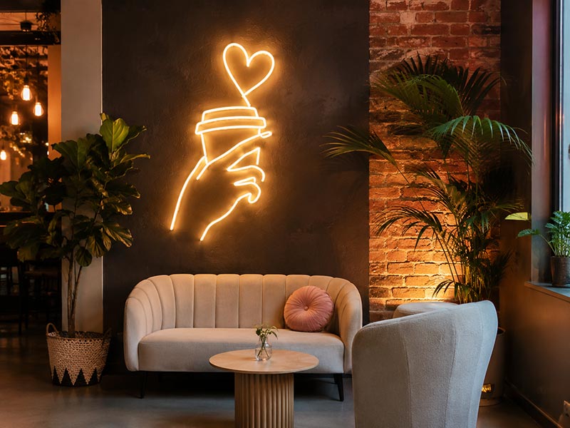 Coffee shop photo wall LED sign