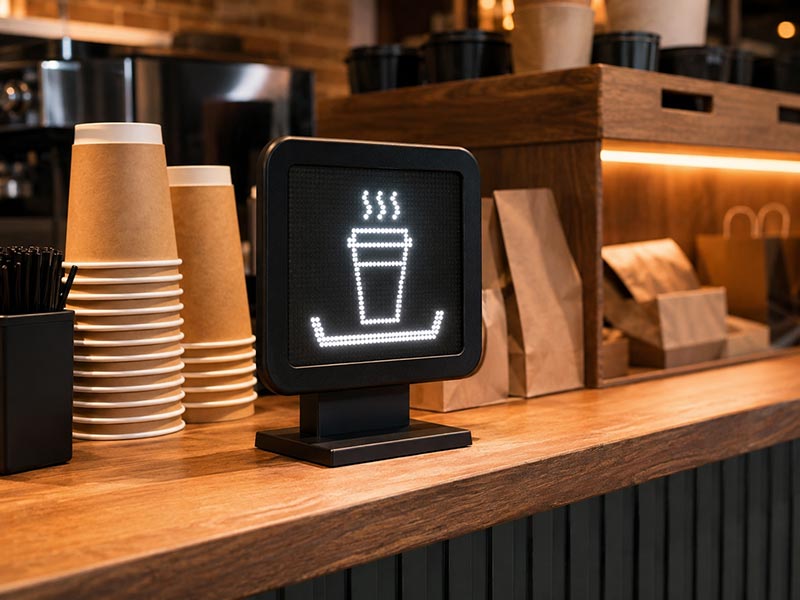 Counter mounted pickup sign for coffee shop