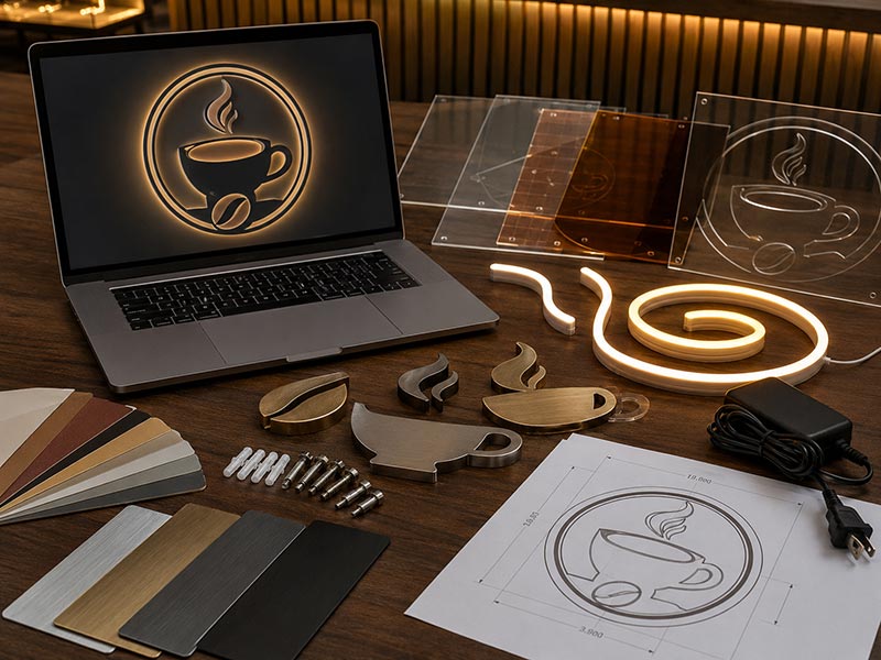 Custom cafe logo sign design
