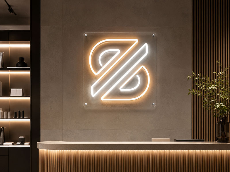 Custom LED neon logo sign for retail brand wall