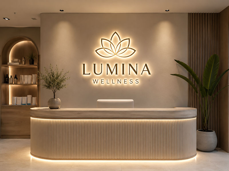 Custom LED sign installed in a branded commercial space for storefront or interior brand display