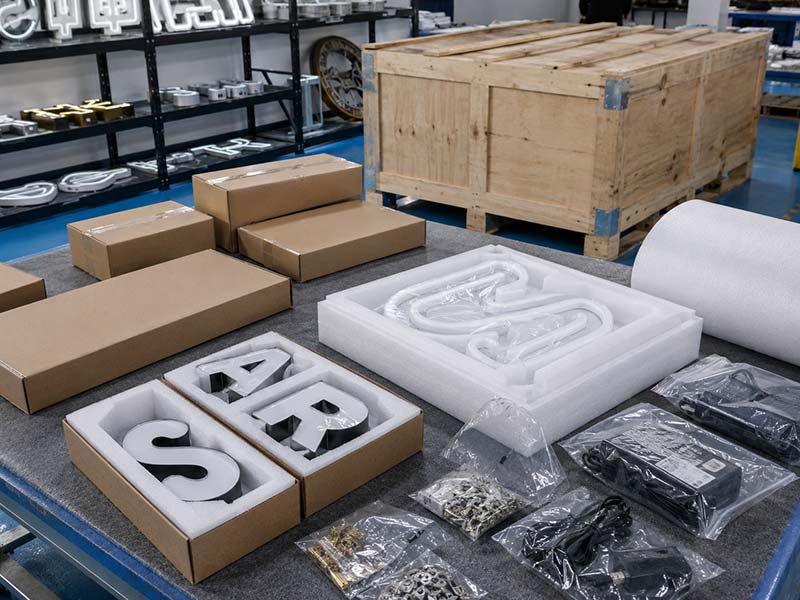 Export packaging for premium custom LED sign orders