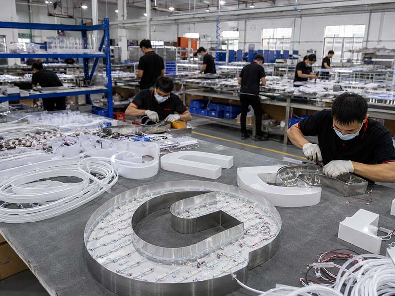 Custom LED sign factory manufacturing process