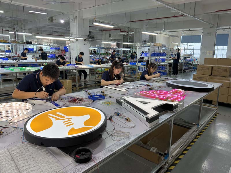 Custom LED sign factory producing LED neon signs, channel letters, and acrylic logo signs