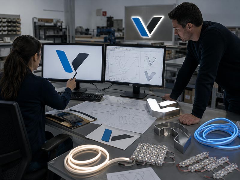Custom LED sign logo file and production drawing review