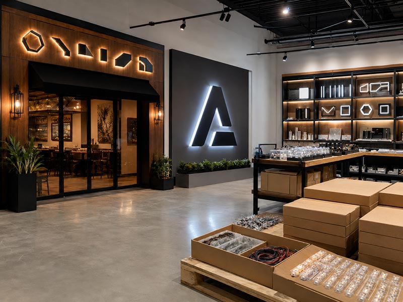 Custom LED sign project examples for restaurant storefronts, retail brand signs, and sign company repeat orders