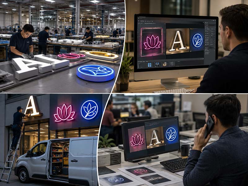 Comparison of custom LED sign factory online seller local sign company and trading company