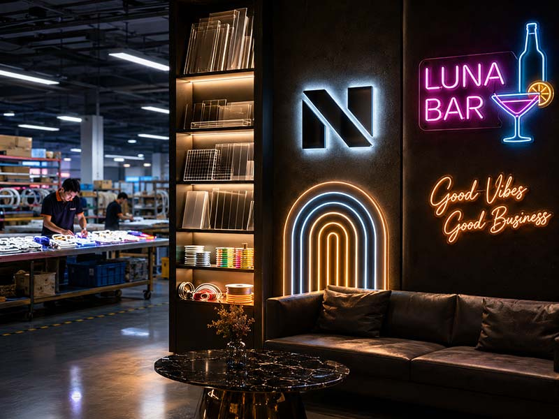 Custom LED neon signs produced by a China factory for OEM and wholesale projects