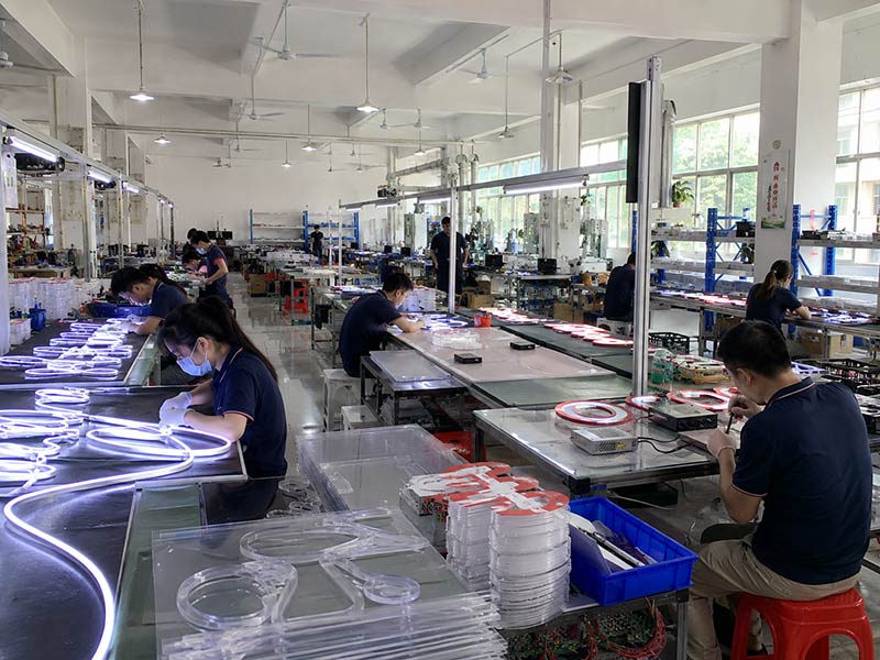 Custom LED neon sign factory production line in Guangdong China