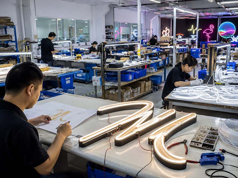 Custom LED neon sign factory support for design production and testing