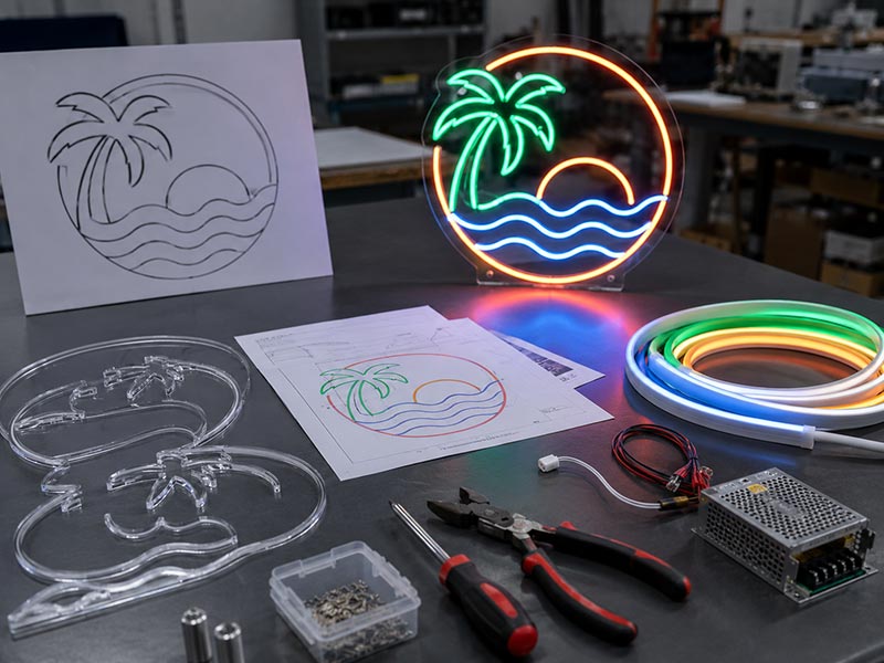Custom LED neon sign process from artwork to finished product
