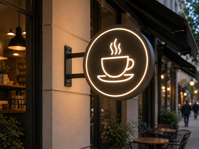 Double sided cafe blade sign