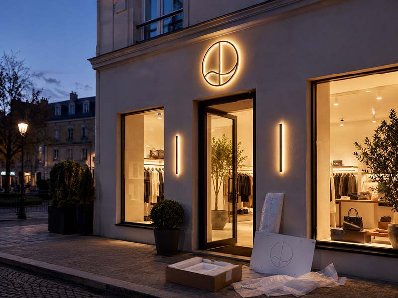 Custom LED channel letters exported for a European retail storefront with installation and packing support