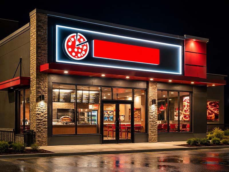 Fast food restaurant storefront LED channel letters