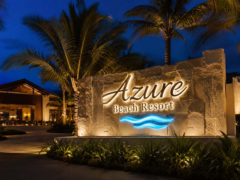Custom LED neon sign for a hotel or resort brand wall