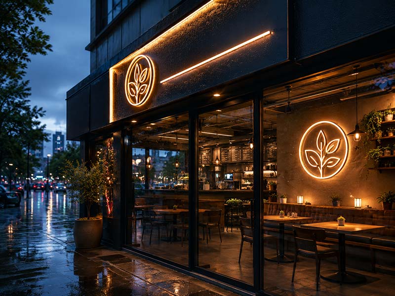 Indoor and outdoor restaurant LED signs comparison