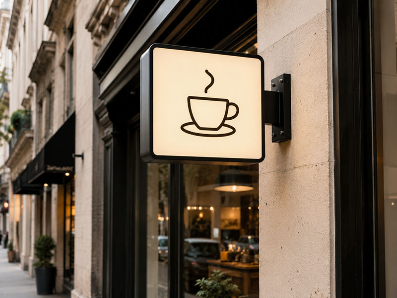 Custom blade signs for cafés boutiques and street-facing shops