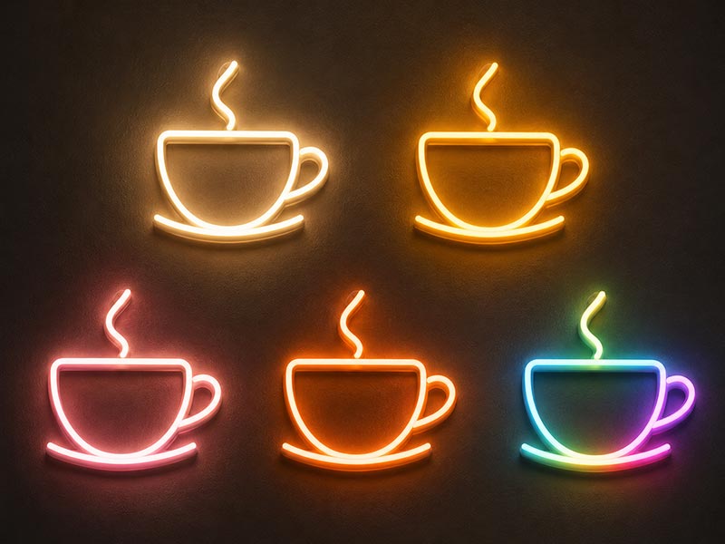 LED color options for coffee shop sign