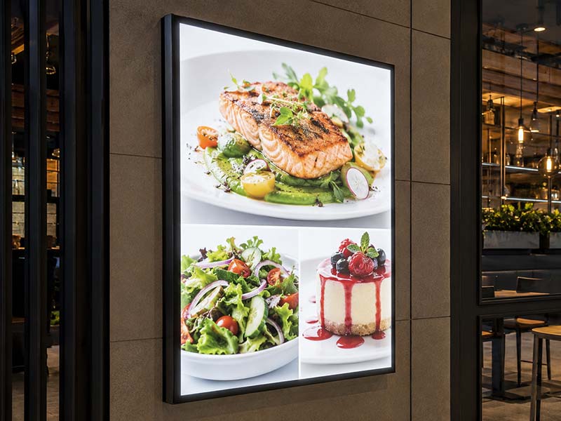Custom LED light boxes for menus windows and retail displays