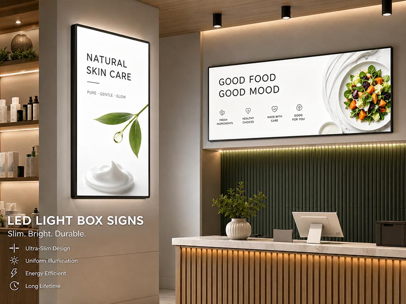 LED light box signs for retail displays menu boards and clinics