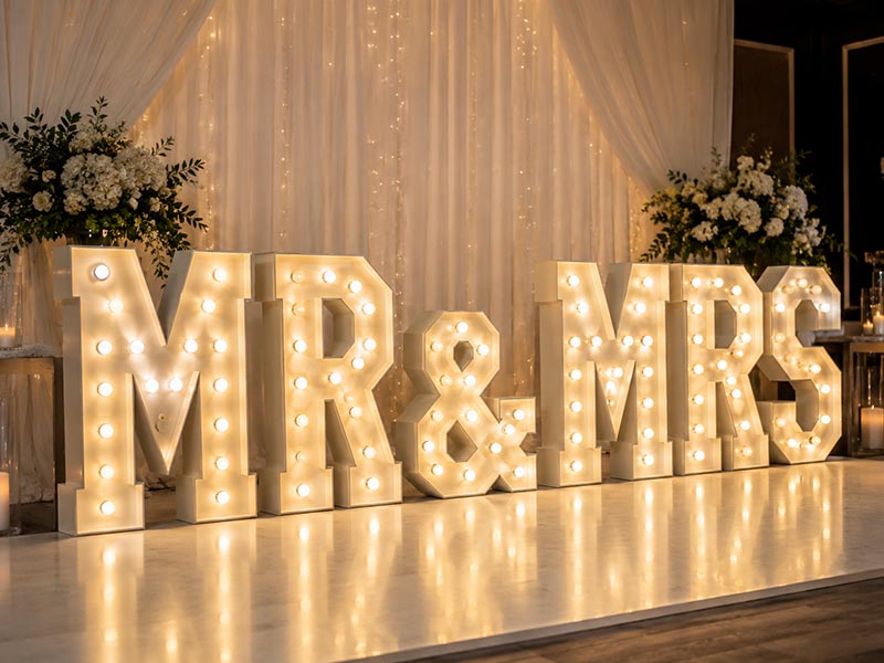 LED marquee signs for events weddings stages and photo areas