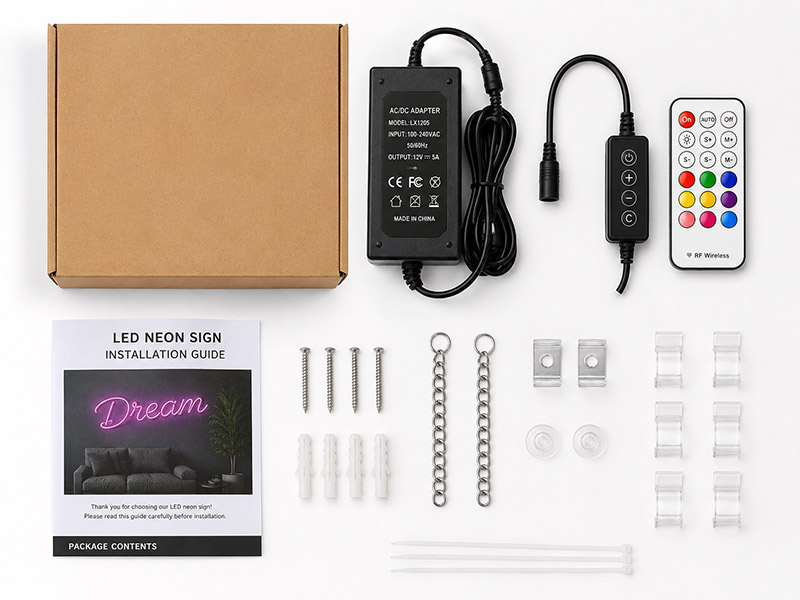 Accessory kit for custom LED neon sign installation