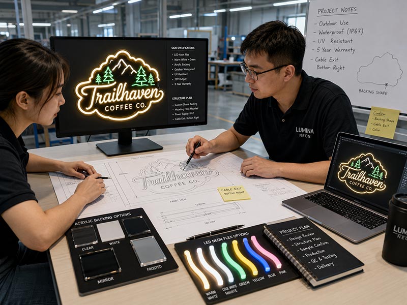 Engineering support before custom LED neon sign production