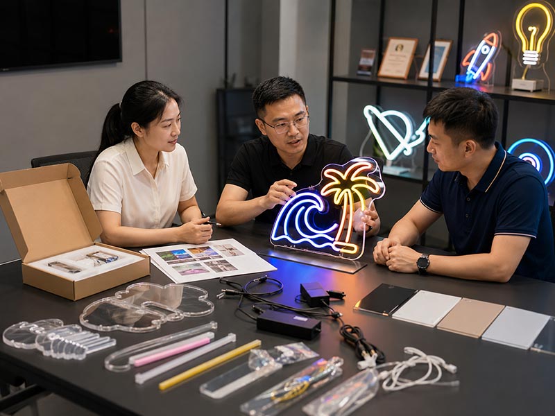 OEM and ODM development for custom LED neon signs with artwork packaging and accessories