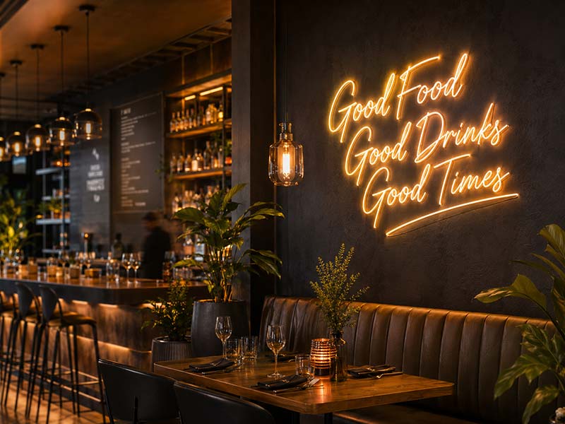 Custom LED neon signs for restaurants bars cafes and events