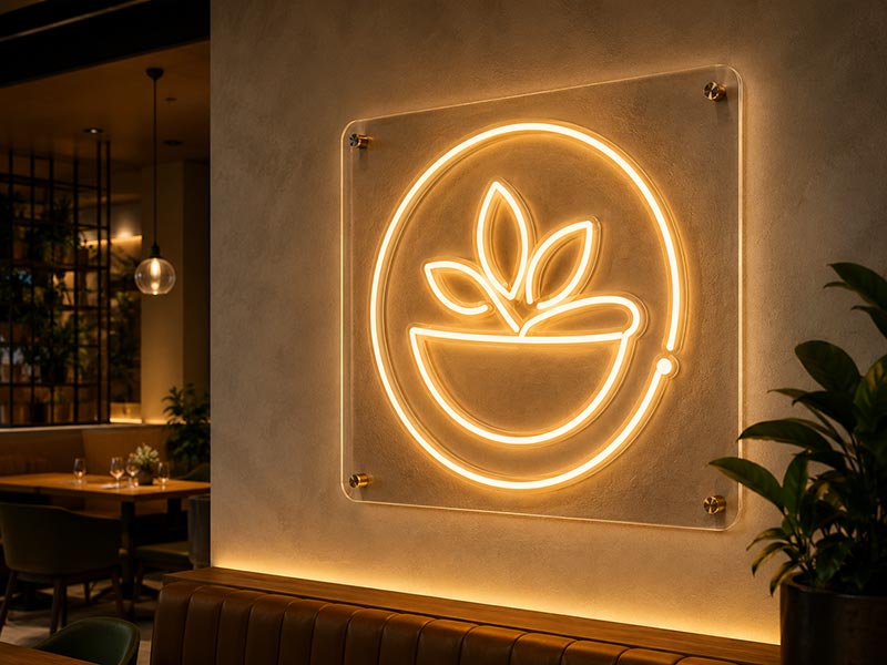 Premium LED neon sign for restaurant and cafe branding