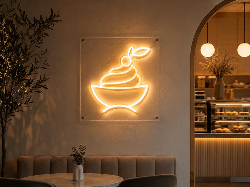 LED neon sign for restaurant interior wall