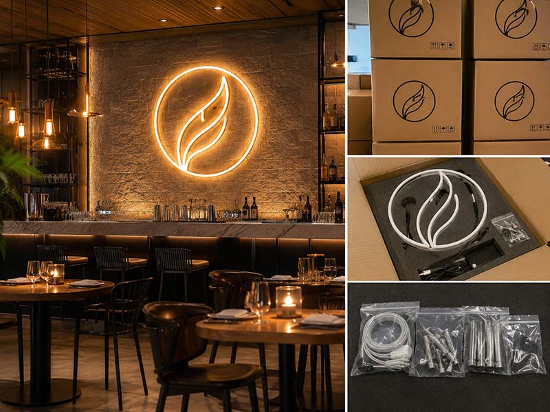US restaurant brand using custom LED neon logo signs from China for multiple store locations